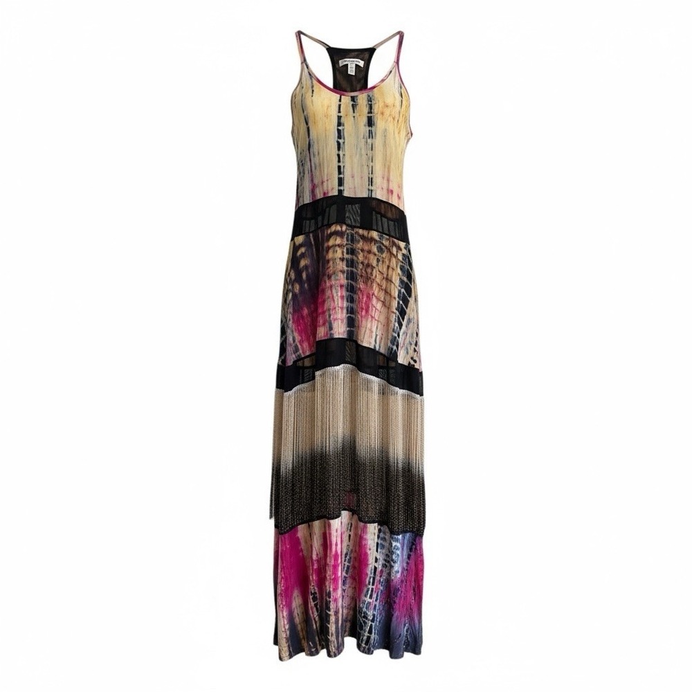 Peppe‎ Peluso Dress Size Medium Tank Sheer Boho Whimsical Tie Dye Flowy READ